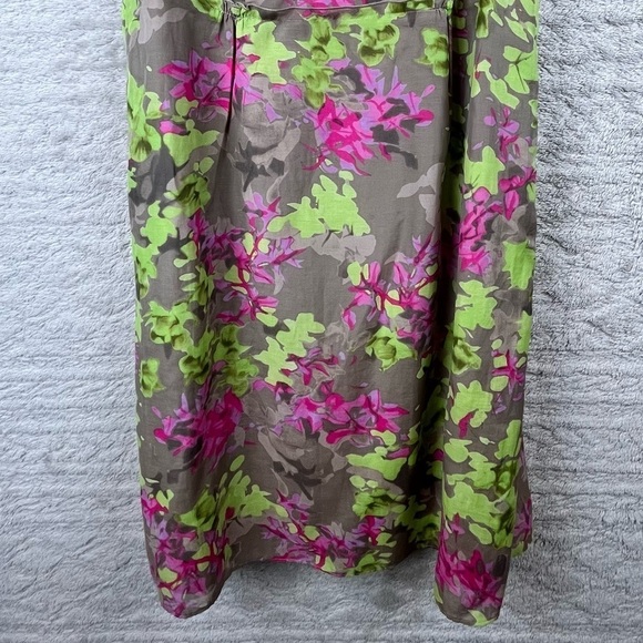 BANANA REPUBLIC Silk Cotton Blend Floral Dress Green Pink Sheath Tank Size 12 - Picture 8 of 16